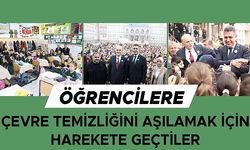 VALİ ASLAN VE BAŞKAN ÖZLÜ MİNİK ÖĞRENCİLERLE ÇÖP TOPLADI
