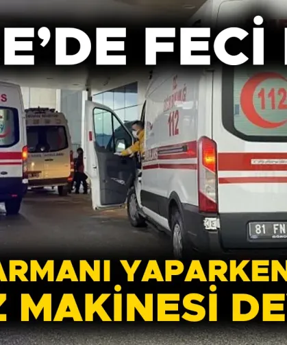 FINDIK HARMANI YAPARKEN ÜZERİNE PATOZ MAKİNESİ DEVRİLDİ